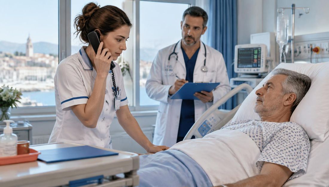 Medicinska sestra uz bolesnika službenim telefonom prijavljuje promjenu liječniku koji priprema osobnu procjenu