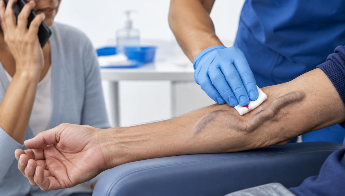 Čvrst pritisak malom presavijenom gazom točno na mjesto krvarenja iz arteriovenske fistule uz pozivanje hitne pomoći.