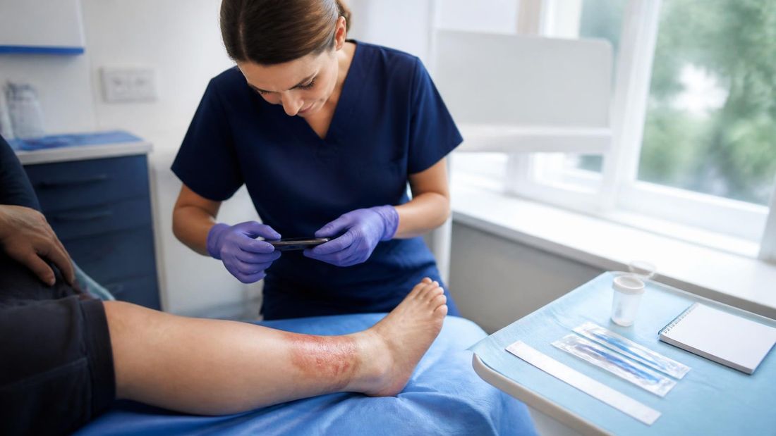 Zdravstveni djelatnik procjenjuje atipičnu kroničnu ranu na potkoljenici i planira ciljanu dijagnostičku obradu u kliničkom okruženju.