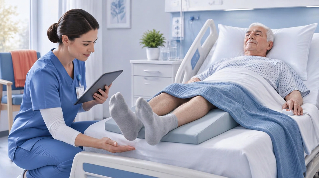 Klinički prikaz provjere nakon promjene položaja: stvarno odizanje pete, nova mjesta pritiska, podnošenje postupka i dostupnost pozivnoga zvona.
