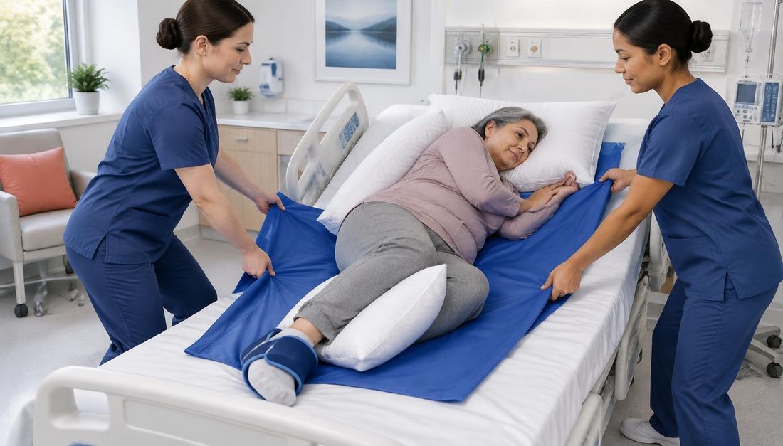 Klinički prikaz promjene položaja kliznom plahtom uz smanjenje trenja i smičnih sila te podupiranje tijela bez novoga lokalnoga pritiska.